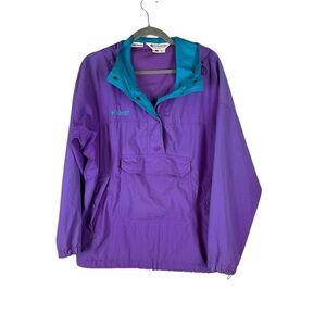 Columbia Sportswear Vintage Purple Teal Windbreaker Pullover Jacket Women Medium